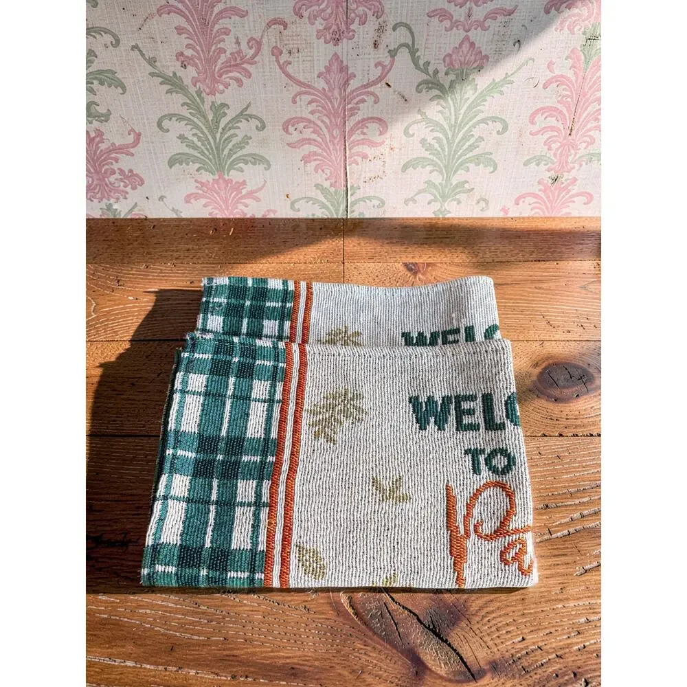 Set of 2 Fall Pumpkin Patch Placemats Green Plaid Vintage Truck Farmhouse